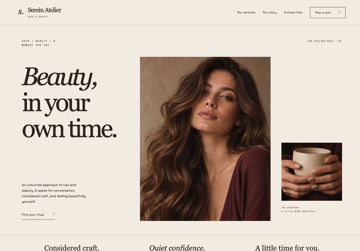 Actual Muse CUDDA template, desktop website preview