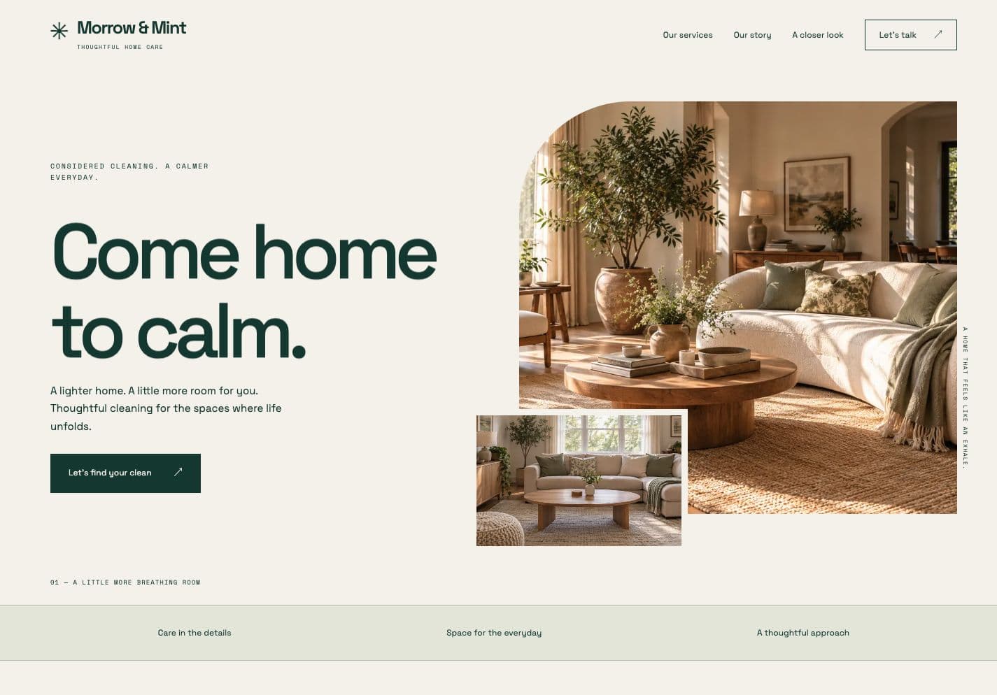 Actual Haven CUDDA template, desktop website preview